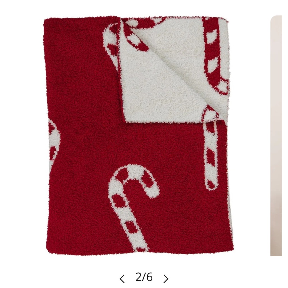 Candy Cane Plush Blanket - Red and White - lovey size